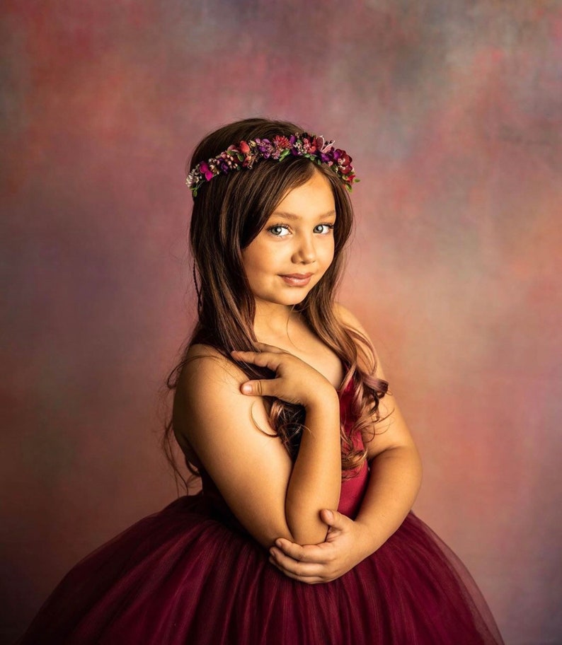 Baby Flower Crown Flower Girl Crown Baby Girl Headband Wedding Flower Crown Plum Flower Crown Well Dressed Wolf