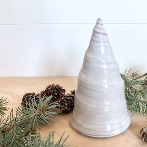 Ceramic Christmas Tree in White Glazed Pine Tree, Holiday Table Decor Christmas Table Decoration, Handmade Christmas Tree Decor, White Tree