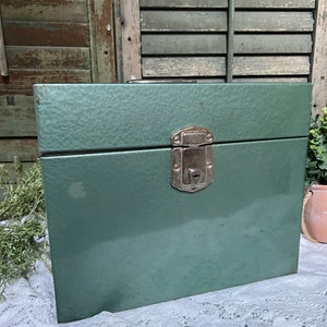 Vintage Green Metal File Box * Hamilton Scotch Corp 12”x10x9”