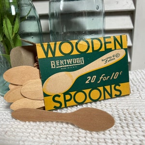 NOS Bentwood Wooden Spoons Box Disposable Ice Cream