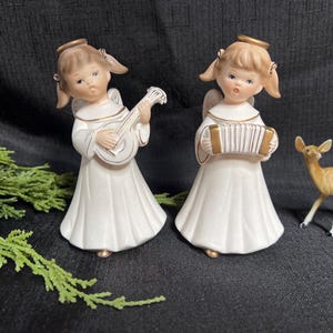 NAPCO Porcelain Angel Pair C5944 * Accordian Musical Instruments