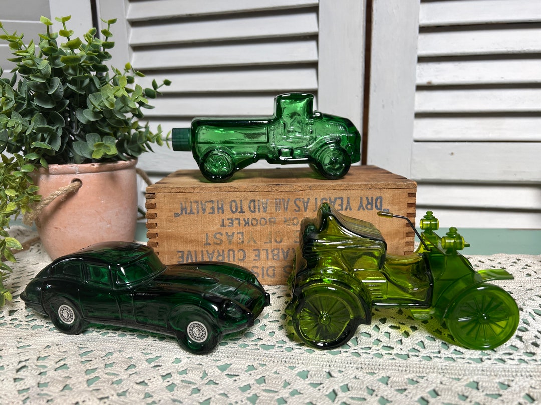 Green Glass AVON Car Cologne Bottles Collectible Haynes Etsy