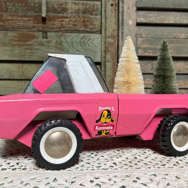 Vintage 1960s Buddy L Pink 13” Kennel Truck