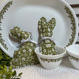 Spring Blossom Pyrex Inspired Stuffed Fabric Bunnies * Rabbits * Bunny * Crazy Daisy