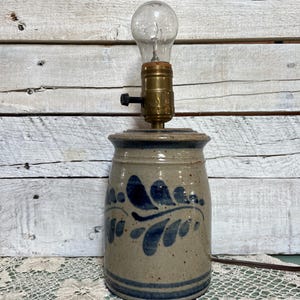 Westerwald Pottery Lamp  salt glazed 1990’s * Primitive Table Lamp
