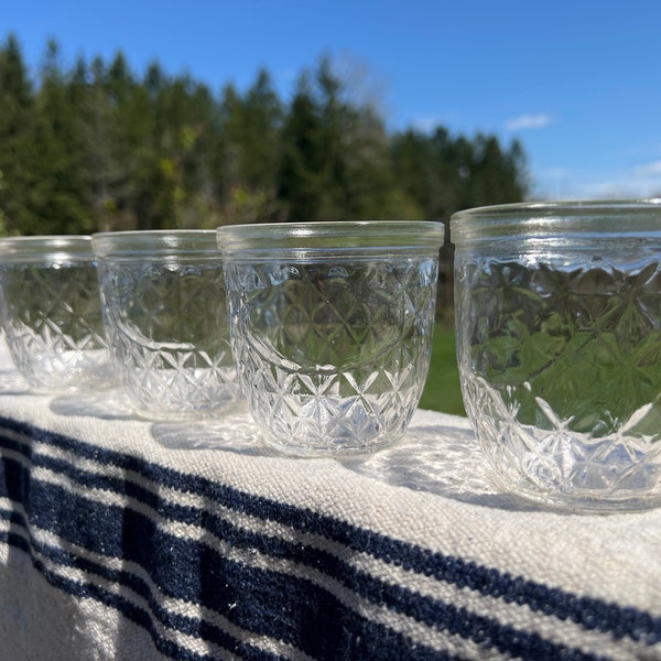 Vintage BALL Quilted Crystal Jelly Jars Set of 4