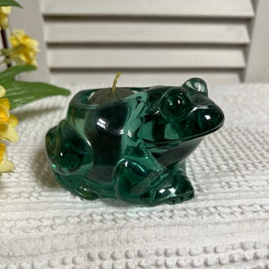 Indiana Glass Frog Votive Holder * Spanish Green * Vintage
