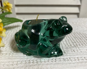 Indiana Glass Frog Votive Holder * Spanish Green * Vintage