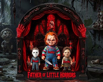 Personalized Horror Dad & Kids Light Box, Custom Father's Day Gift for Horror Fans, Scary Family LED Acrylic Night Light Decor