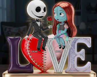 Personalized Jack and Sally Light Box Custom Couple Name Till Death Do Us Part Acrylic Lamp Unique Wedding Anniversary Gift