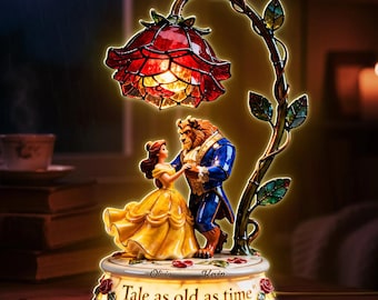 Personalized Beauty and the Beast Light Box, Custom Belle & Beast Couple Lamp, Romantic Anniversary Wedding Gift for Him Her