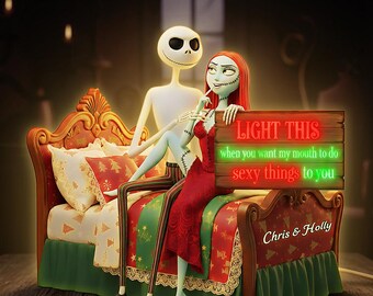 Personalized Jack & Sally LightBox, Funny Naughty Couple Gift, Custom Acrylic LED Sign for Anniversary, The Nightmare Before Xmas Fan Decor