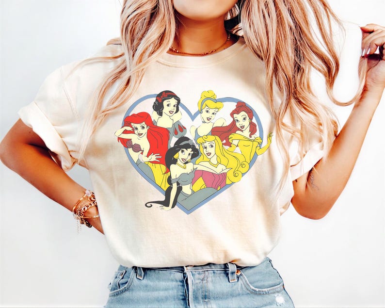 Comfort Colors® Vintage Princess T-Shirt, Retro Princess Tour Shirt, Vintage Disney Shirt, Rapunzel Shirt, Ariel shirt, Cinderella T-Shirt image 4