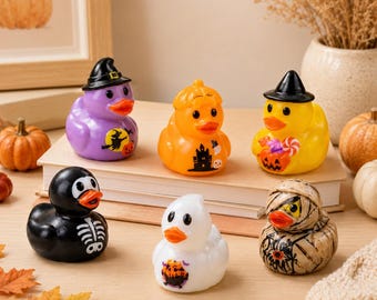 Figuras de patos de resina para Halloween, decoración espeluznante de esqueleto de bruja para otoño