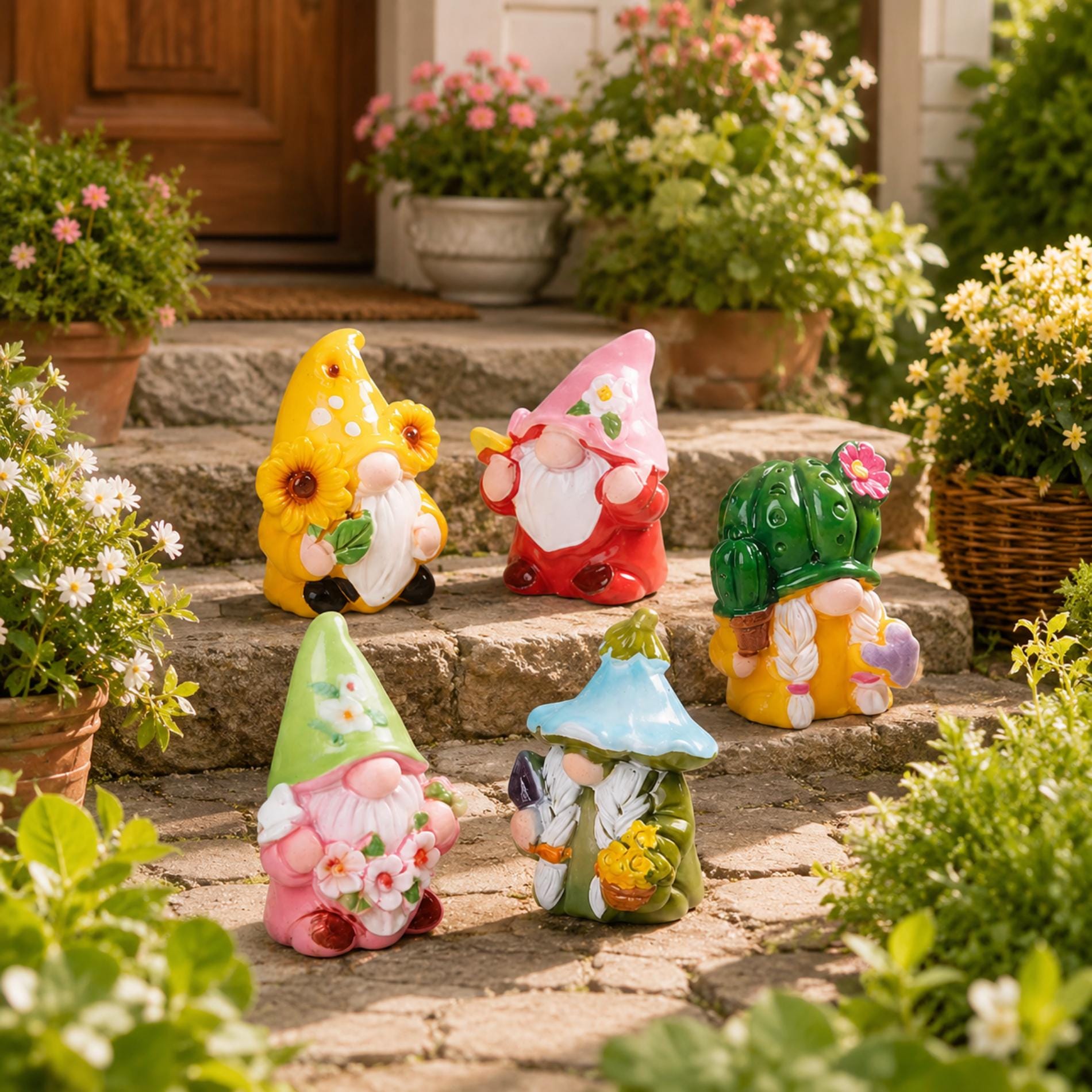 Mini Gnome Statue, Whimsical Indoor Outdoor Garden Decor, Durable Weatherproof Figurine