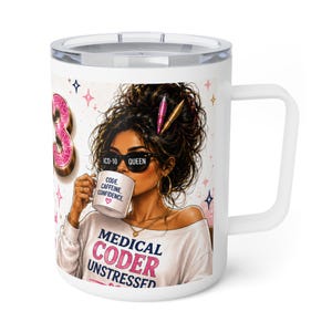 Taza de café para codificadores médicos / Taza para codificadores médicos sin estrés / Taza para codificación ICD-10 / Taza isotérmica para la vida de un codificador