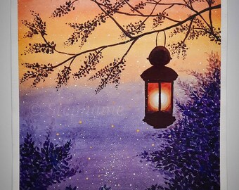 Lantern Scene Watercolor Painting