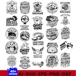 Grappige auto sticker SVG-bundel, auto sticker ontwerpen PNG, automotive quotes, grappige bumperstickers, drift auto SVG, digitale download
