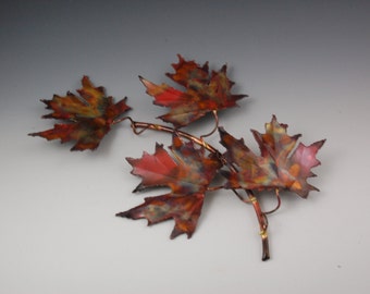 COPPER MAPLE LEAF:metal sculpture,home decor,Wall Decor,Metal Wall Art, Fall Decor,copper decor,wall art,fall wall decor,fall decor,wall art