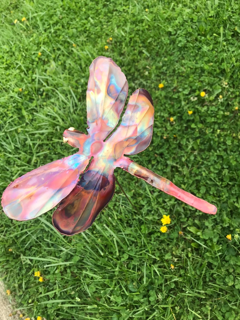 Copper Garden Art/Metal Dragonfly Sculpture/Copper | Etsy