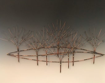 Metal Wall Art,Metal Sculpture,Metal Tree,Wall Art, Copper Leaves,Metal Wall Decor, Home Decor,Metal Signs, Steel Art, Metal Art