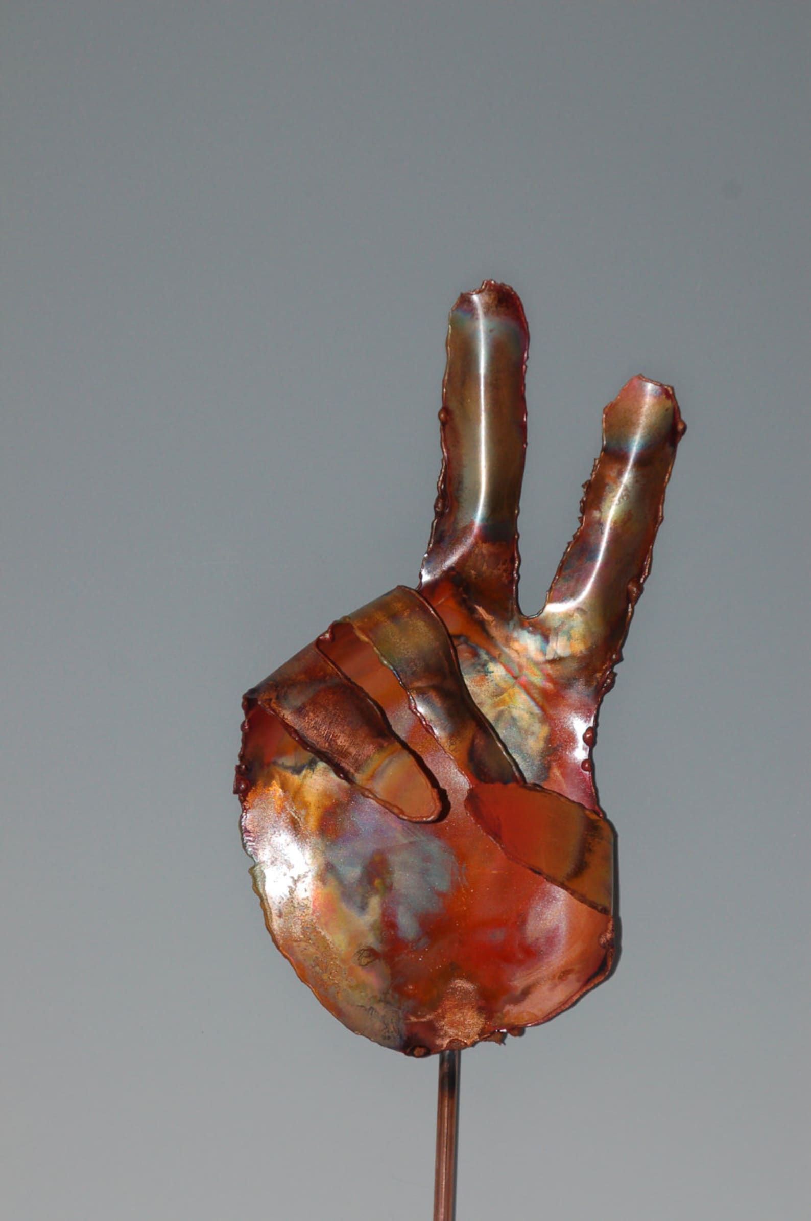 PEACE SIGN GARDEN Stake Copper Garden Art Metal Sculpture, Garden Art