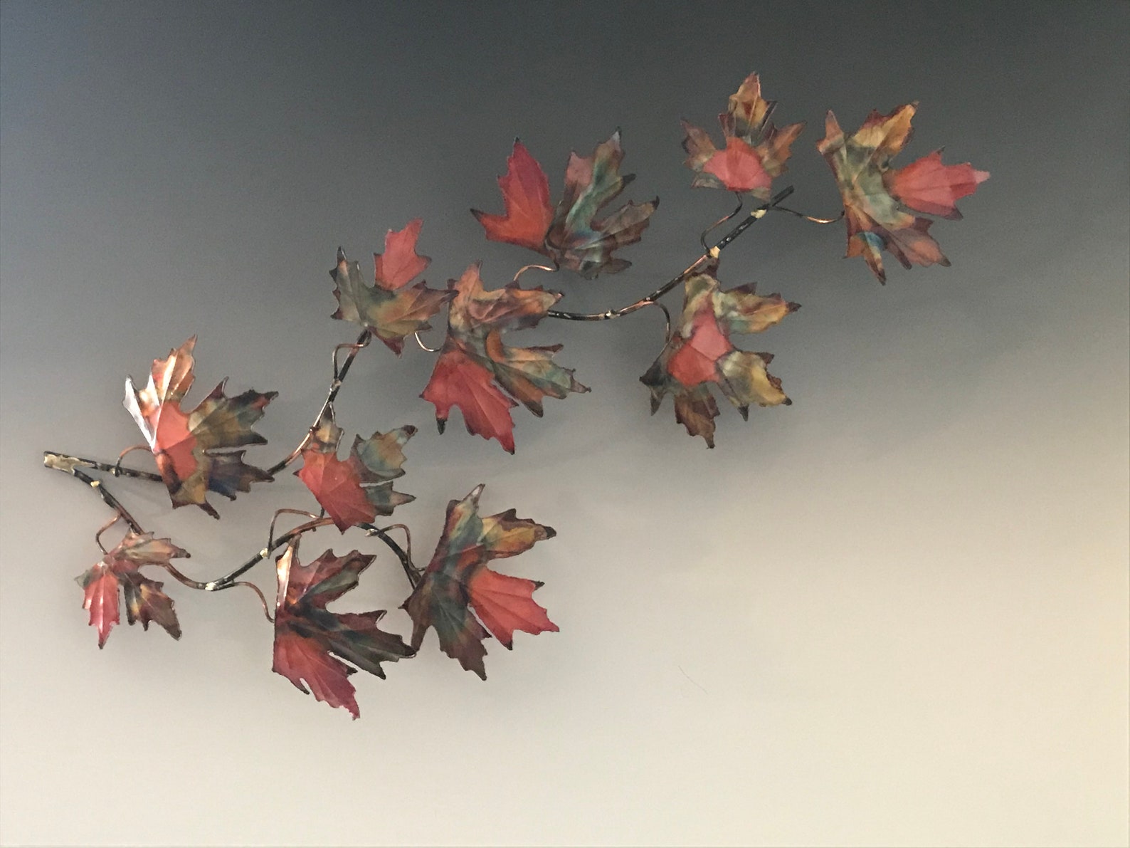 Copper Maples Leaf Metal Sculpture Metal Wall Art Wall Art Etsy