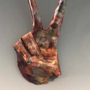 COPPER PEACE SIGN wall art: Copper wall art metal sculpture.