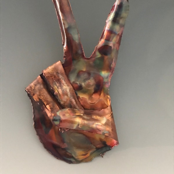 Copper Peace Sign Wall Art: Hand-Formed Metal Sculpture
