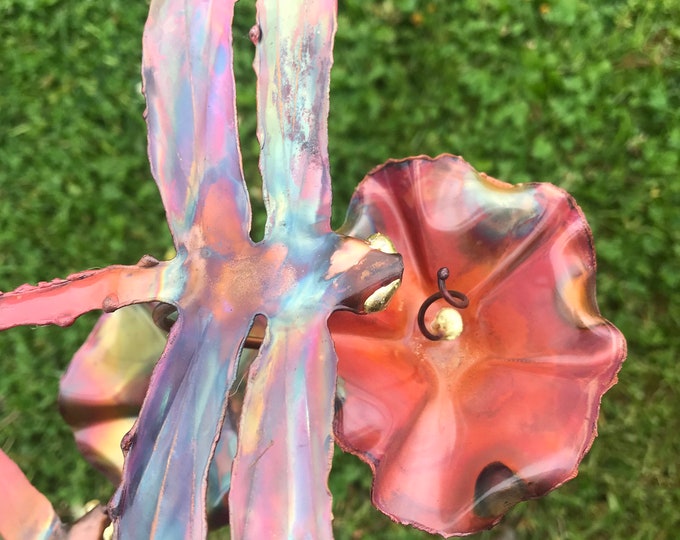 Copper Garden Art/metal Sculpture/copper Bloom/copper Flowers/yard Art
