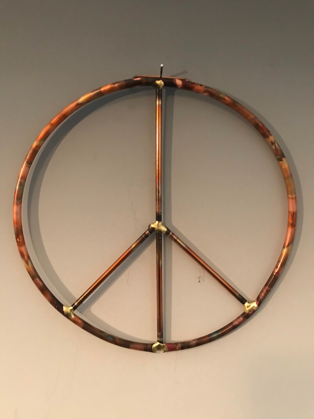 Metal Wall Art Peace Sign Wall Art Geometric Wall Art Etsy