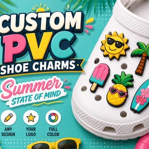 Custom PVC Shoe Charms | Personalized Logo Clog Pins | Bulk Rubber Accessories