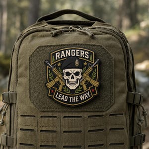 Tactical Skull Morale Patch, Rangers Lead The Way PVC Emblem, Crossed Rifles Badge