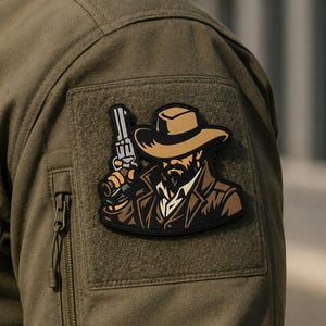 Tactical Cowboy PVC Patch, Wild West Outlaw Morale Badge, Hook and Loop Rubber Patch