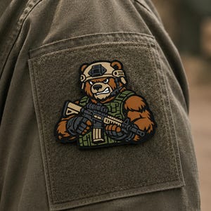 Taktischer Bären-PVC-Morale-Patch | Kampfoperator-PVC-Abzeichen für Rucksäcke