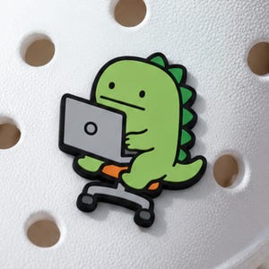 Dinosaur Shoe Charm | Programmer T-Rex Clog Accessory (3cm)
