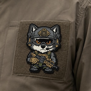 Parche táctico de PVC con diseño de lobo: insignia de operador para equipo, mochilas y chaquetas.