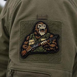 Tactical Bigfoot PVC Morale Patch – Sasquatch Rubber Badge for Backpacks, Jackets