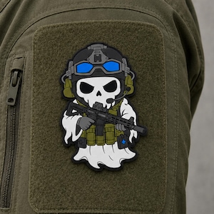 Tactical Ghost PVC Morale Patch – Operator Ghost Hook and Loop Badge