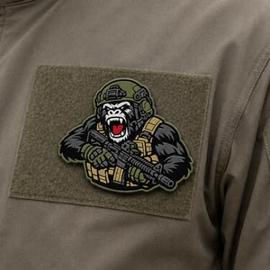 Naszywka morale z PVC z motywem Gorilla Tactical Gorilla – emblemat agresywnej małpy na sprzęt