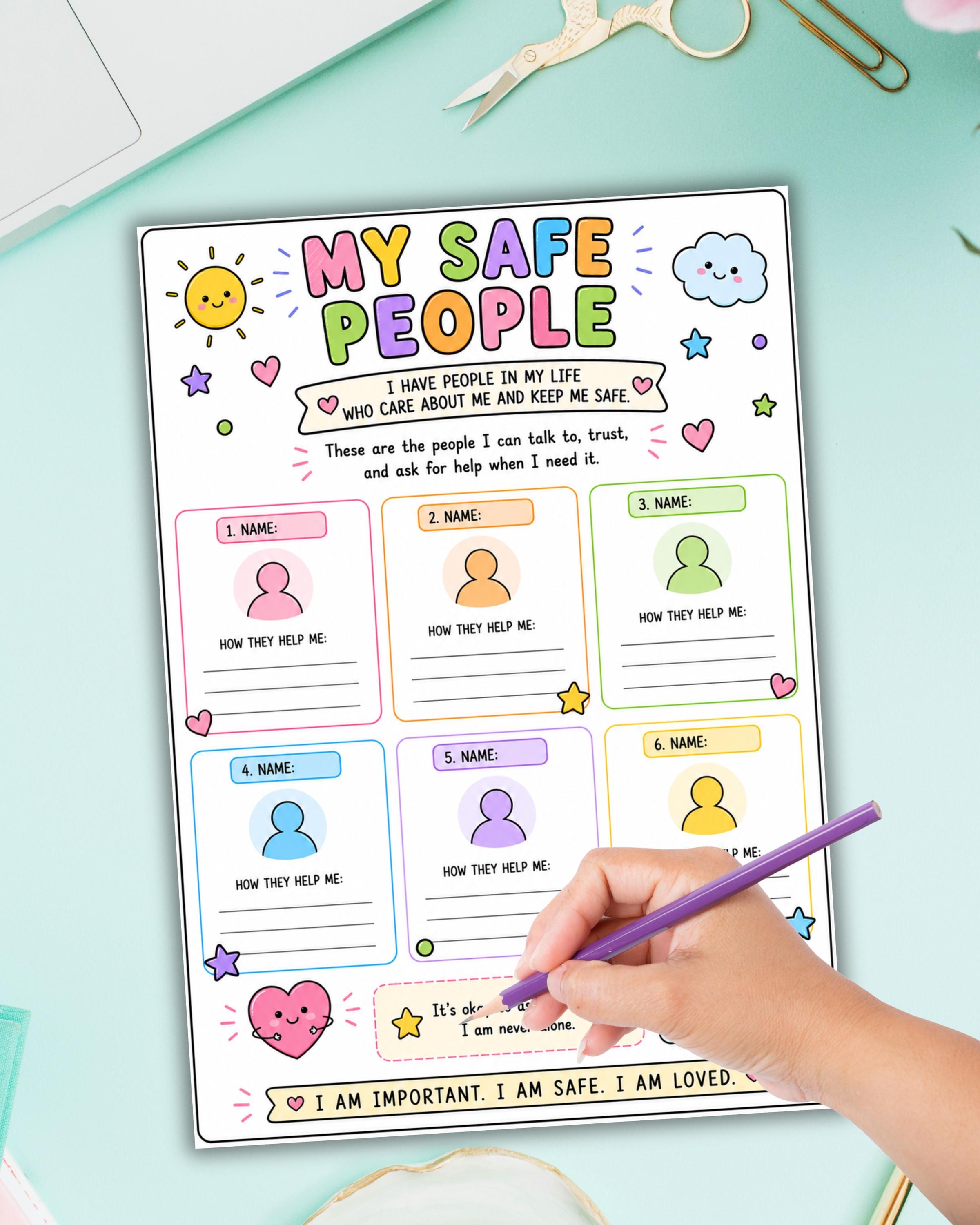 Safe People.pdf My Safe People Kids Activity Worksheet. Safety Planner. Therapy ...