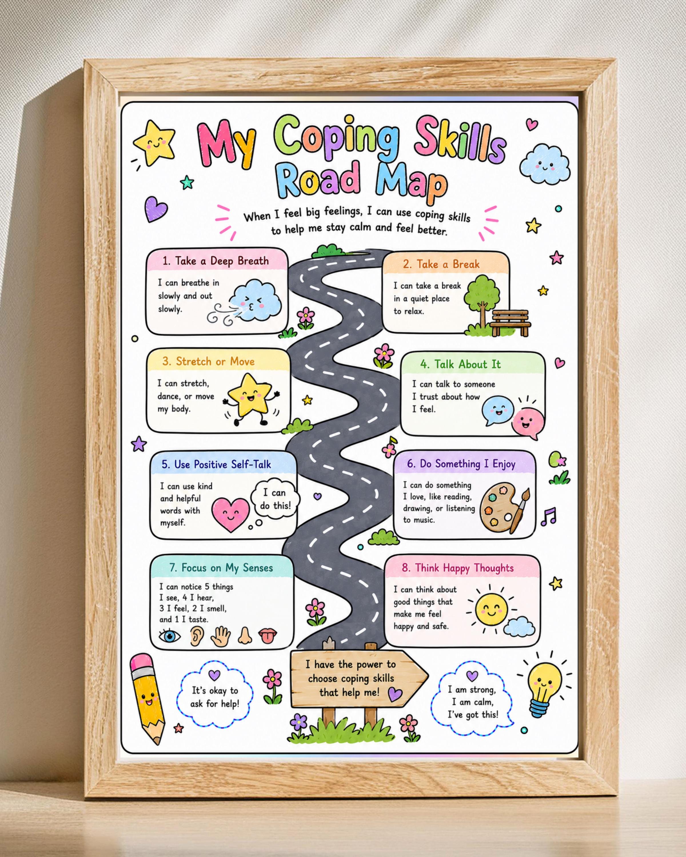 Coping Skills Road Map Activity Worksheet – Emotional Regulation for ...