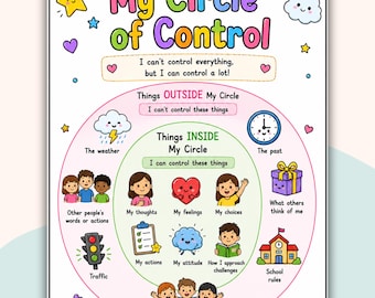 Circle of Control Kids Activity Worksheet: Social Emotional Learning Aid (Printable PDF)