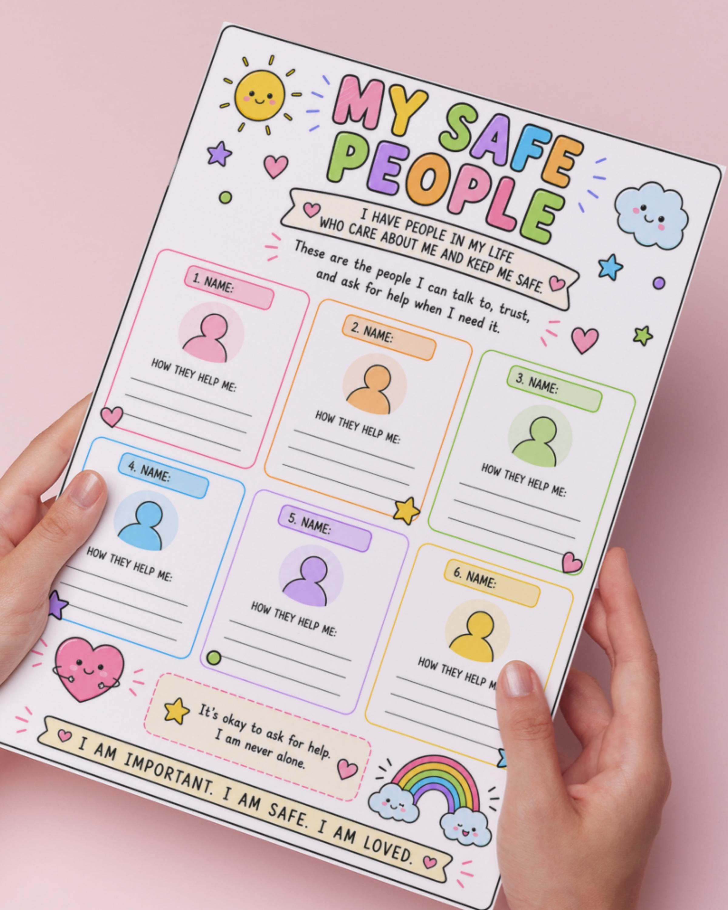 Safe People.pdf My Safe People Kids Activity Worksheet. Safety Planner. Therapy ...