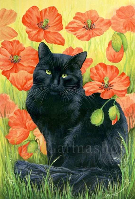 Black Cat Print Content by Irina Garmashova