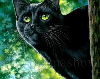 Black Cat Print Spring by Irina Garmashova