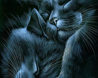 Cat Print Sleepy Kingdom by Irina Garmashova