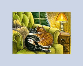 Tabby and Ginger Cat ACEO Print At Home by Irina Garmashova