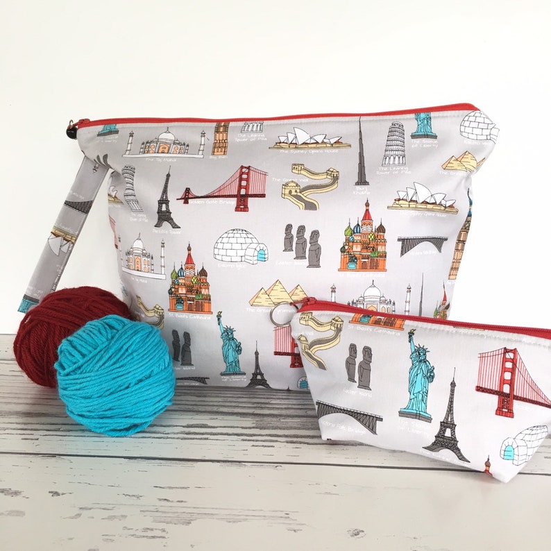 zipper pouch Large project bag for knitting or crochet gift ofr knitter