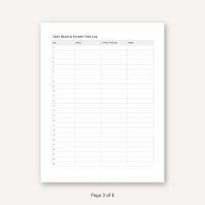 Screen-Time Reset Habit Tracker & Self-Care Planner | Digital Wellness Journal Printable | Mindfulness PDF Instant Download
